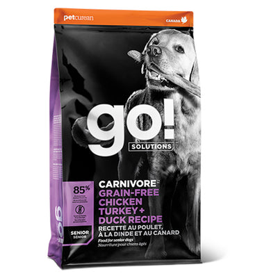 Go! Solutions Carnivore Perros Senior Receta de Pollo, Pavo y Pato Sin Granos