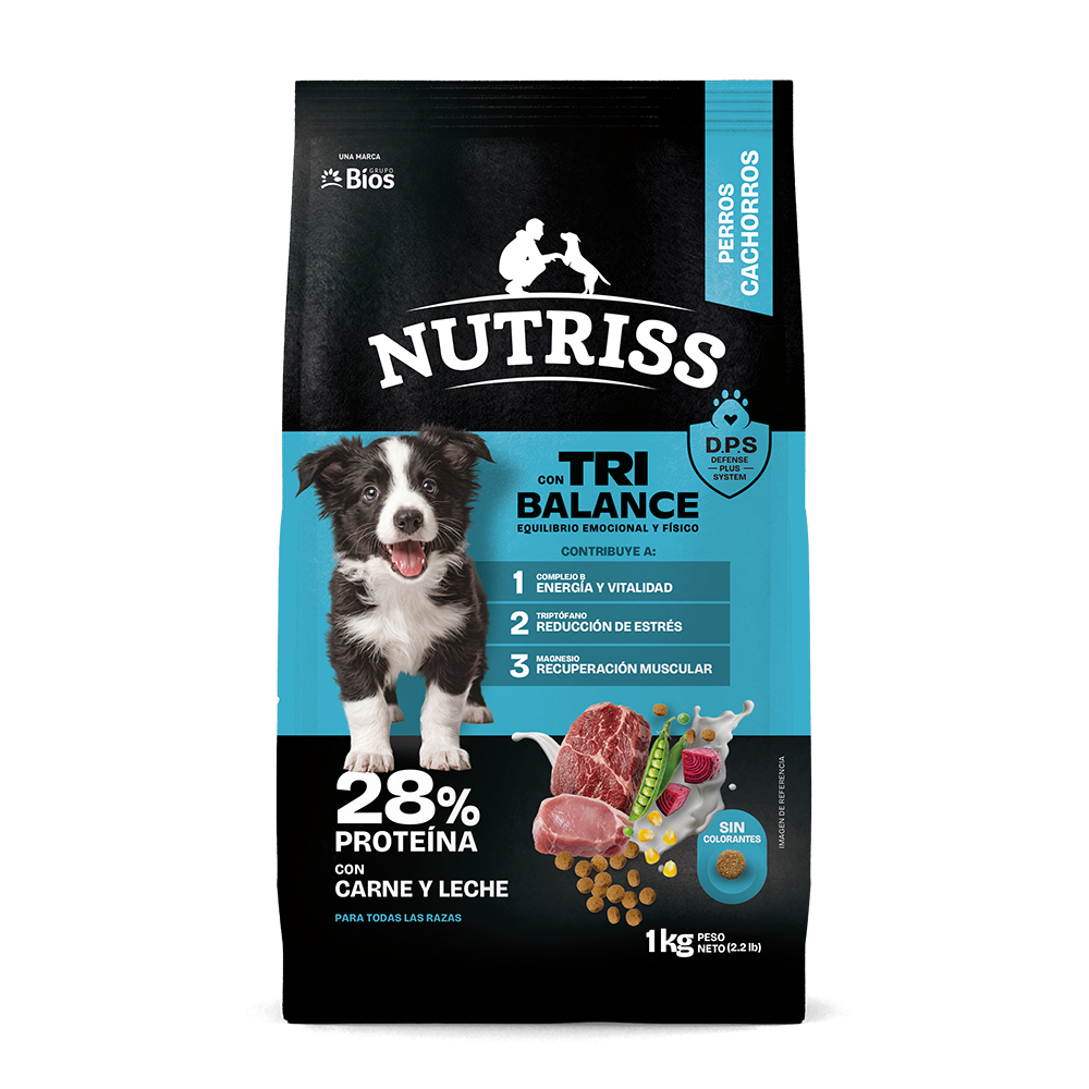 alimento seco para cachorros con nueva fórmula y 28% de proteína, con proteína animal como primer ingrediente