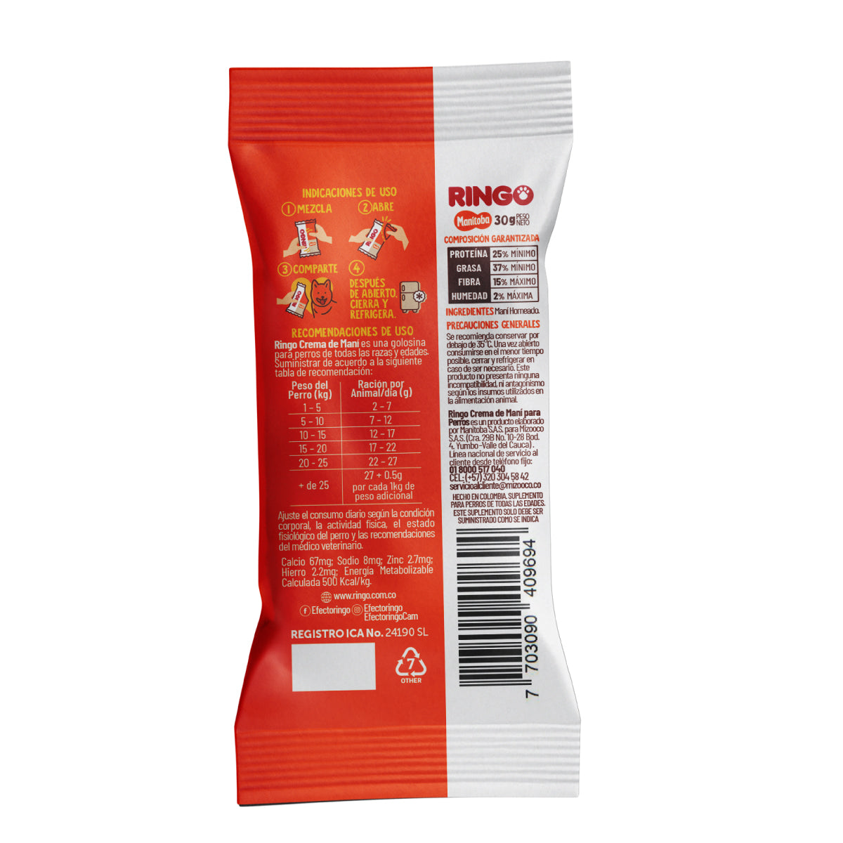 Snack para perros. Crema de maní con fuente natural de omega 6